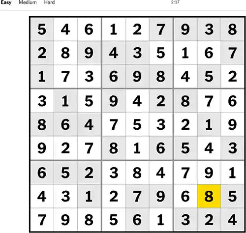 NYT Sudoku Easy 081122