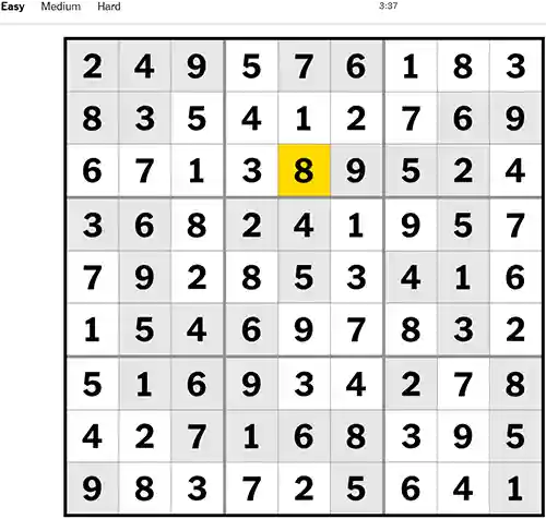 NYT Sudoku Easy 091122