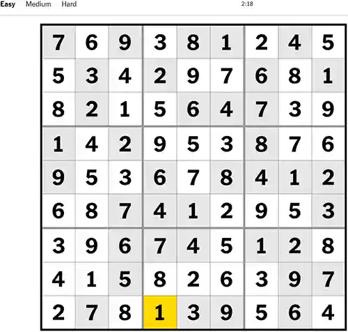 NYT Sudoku Easy 121122