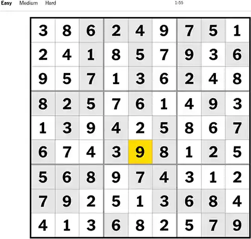 NYT Sudoku Easy 161122