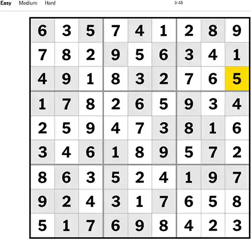 NYT Sudoku Easy 181122