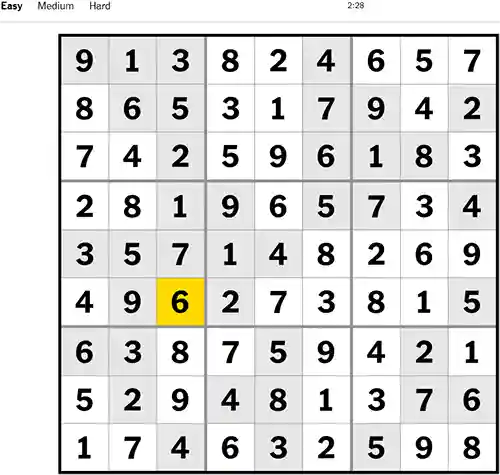NYT Sudoku Easy 191122
