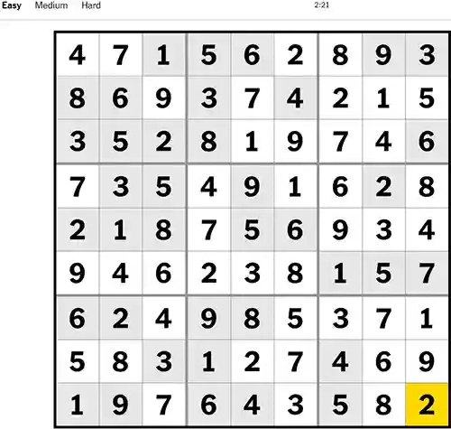 NYT Sudoku Easy 201122
