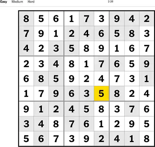 NYT Sudoku Easy 211122
