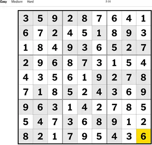NYT Sudoku Easy 241122