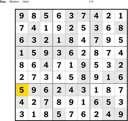 NYT Sudoku Easy 291122