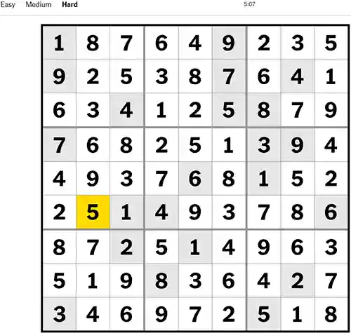 NYT Sudoku Hard 121122