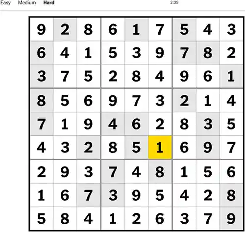 NYT Sudoku Hard 161122