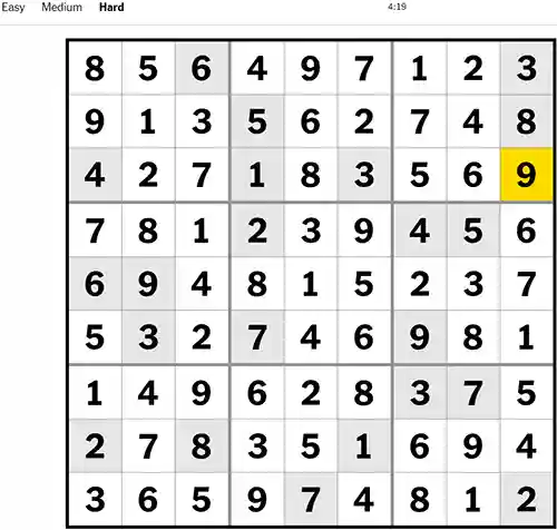 NYT Sudoku Hard 201122