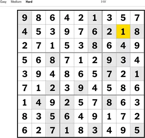 NYT Sudoku Hard 221122