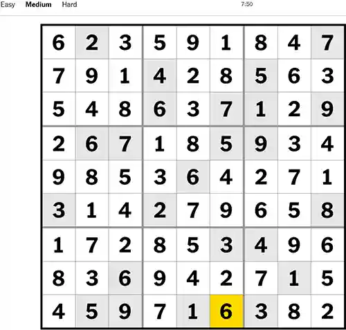 NYT Sudoku Medium 031122