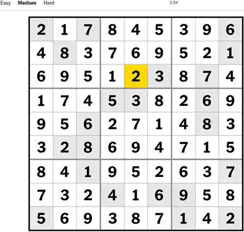NYT Sudoku Medium 041122