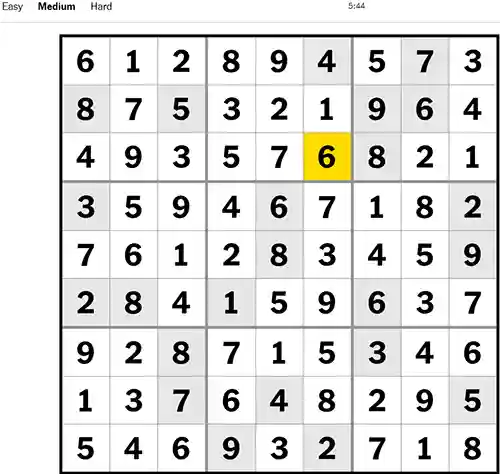 NYT Sudoku Medium 091122