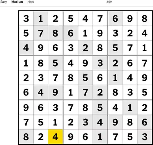 NYT Sudoku Medium 101122