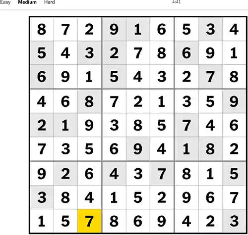 NYT Sudoku Medium 111122