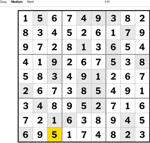 NYT Sudoku Medium 131122