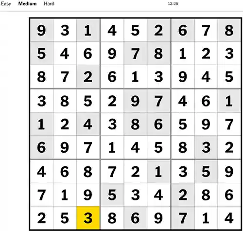 NYT Sudoku Medium 141122