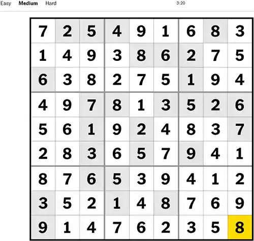 NYT Sudoku Medium 171122