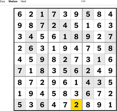 NYT Sudoku Medium 181122