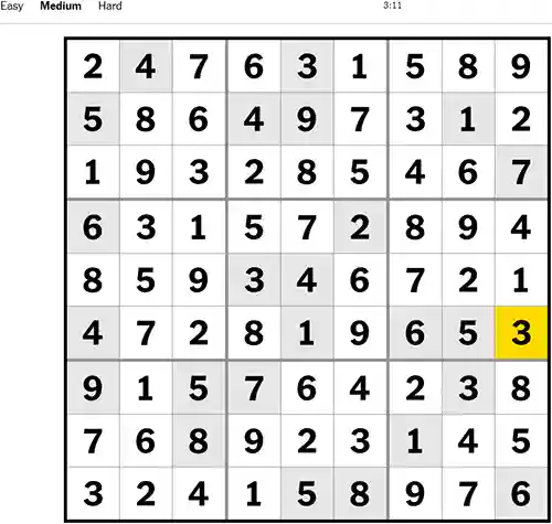 NYT Sudoku Medium 221122