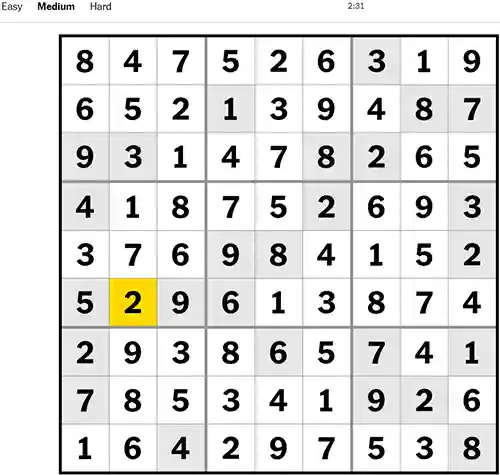 NYT Sudoku Medium 241122
