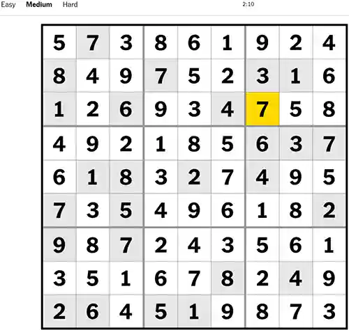 NYT Sudoku Medium 251122