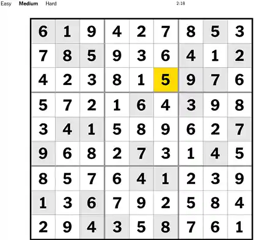NYT Sudoku Medium 261122