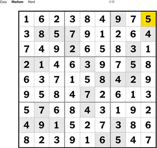 NYT Sudoku Medium 291122
