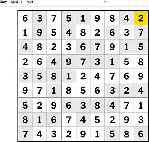NYT Sudoku Easy 221122