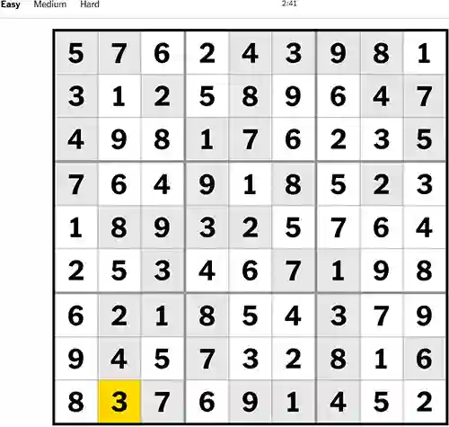 NYT Sudoku Easy 041222