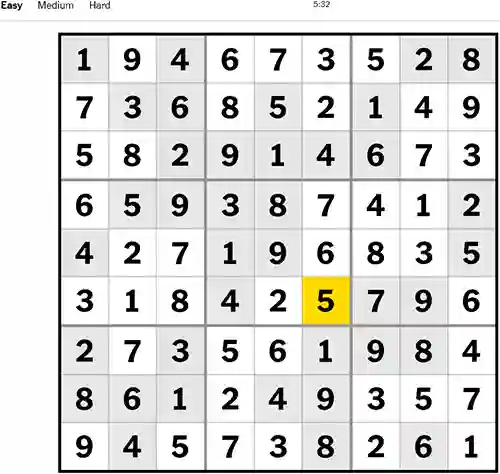 NYT Sudoku Easy 061222