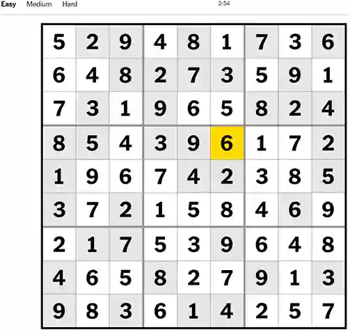 NYT Sudoku Easy 081222