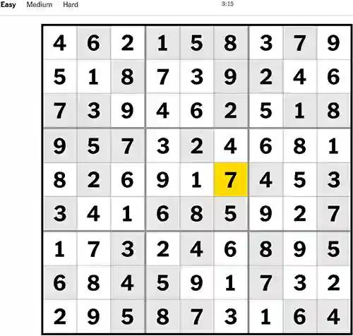 NYT Sudoku Easy 101222