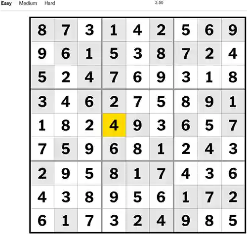 NYT Sudoku Easy 111222