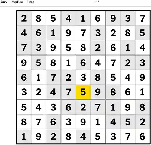 NYT Sudoku Easy 161222