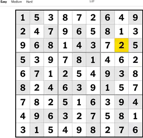 NYT Sudoku Easy 171222