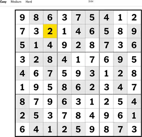 NYT Sudoku Easy 181222