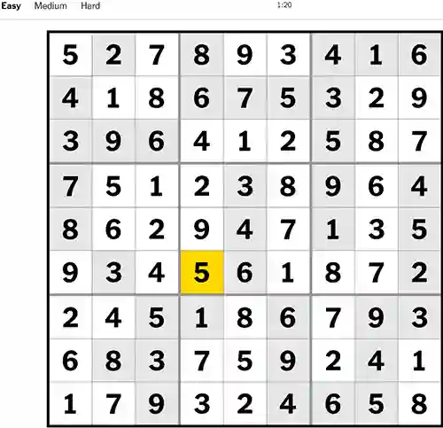 NYT Sudoku Easy 261222