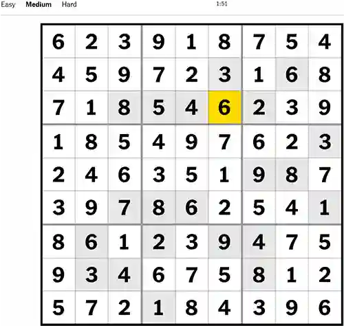 NYT Sudoku Medium 021222