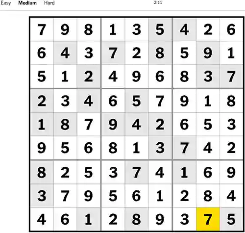 NYT Sudoku Medium 031222
