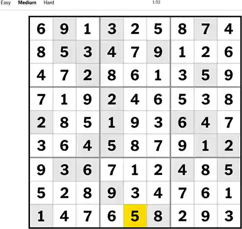 NYT Sudoku Medium 041222