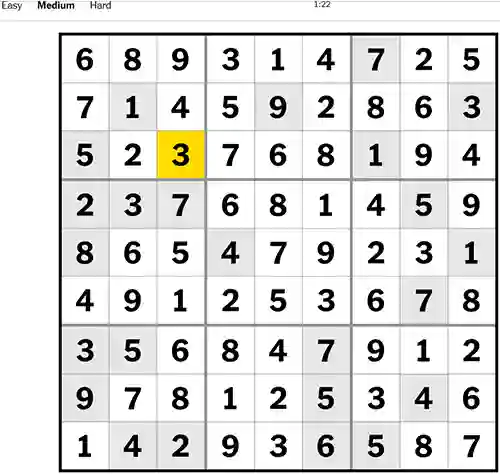 NYT Sudoku Medium 051222