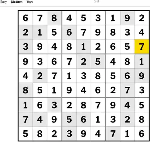 NYT Sudoku Medium 081222