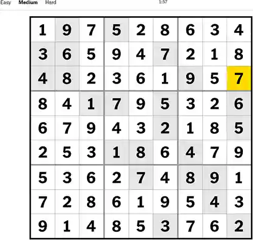 NYT Sudoku Medium 131222