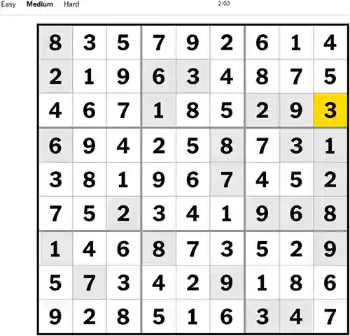 NYT Sudoku Medium 141222