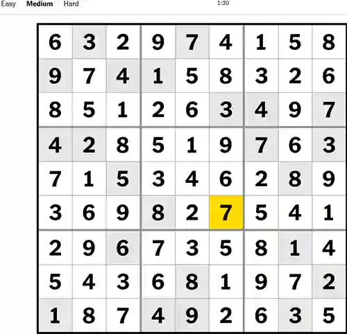 NYT Sudoku Medium 201222