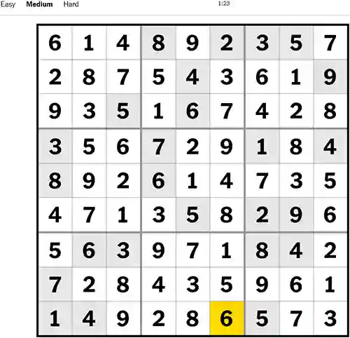 NYT Sudoku Medium 241222