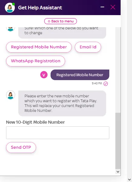 Change Registered Mobile Number