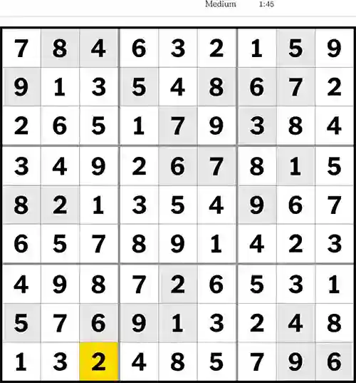 Sudoku Medium 28th March 2023