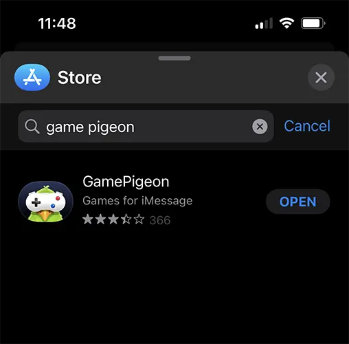 GamePigeon Installed